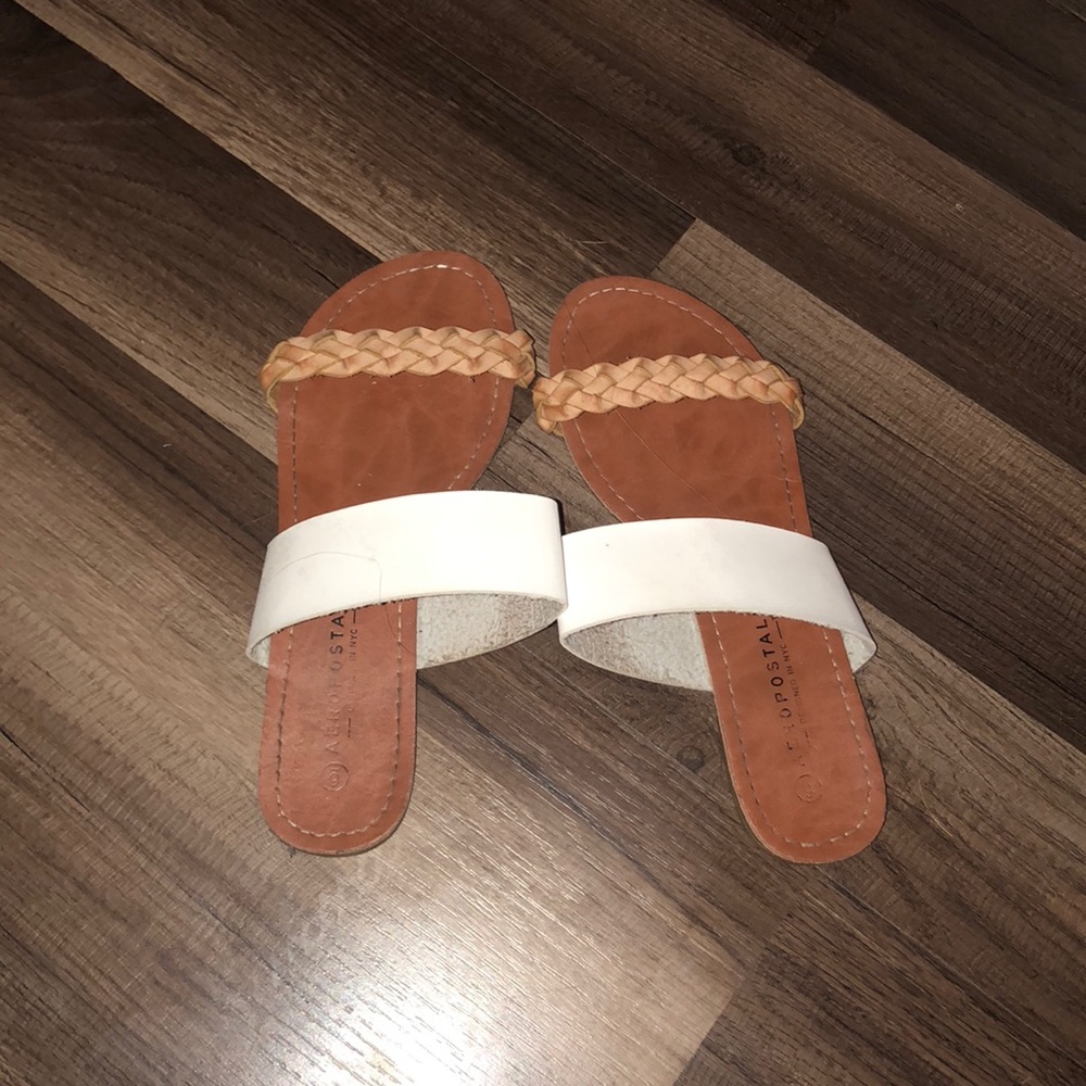 tan & white sandals